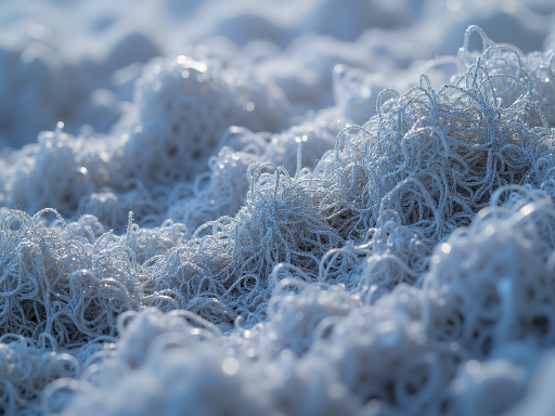 Advanced synthetic textile materials displayed with close-up detail showing fiber structure